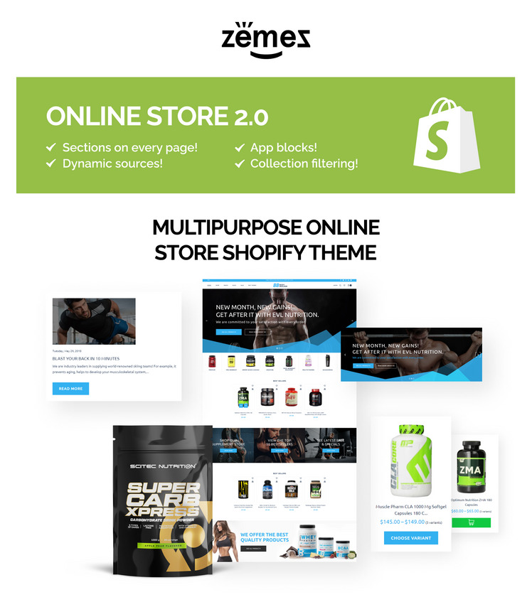 Body Builder Sport Nutrition Shopify Theme #69649-1