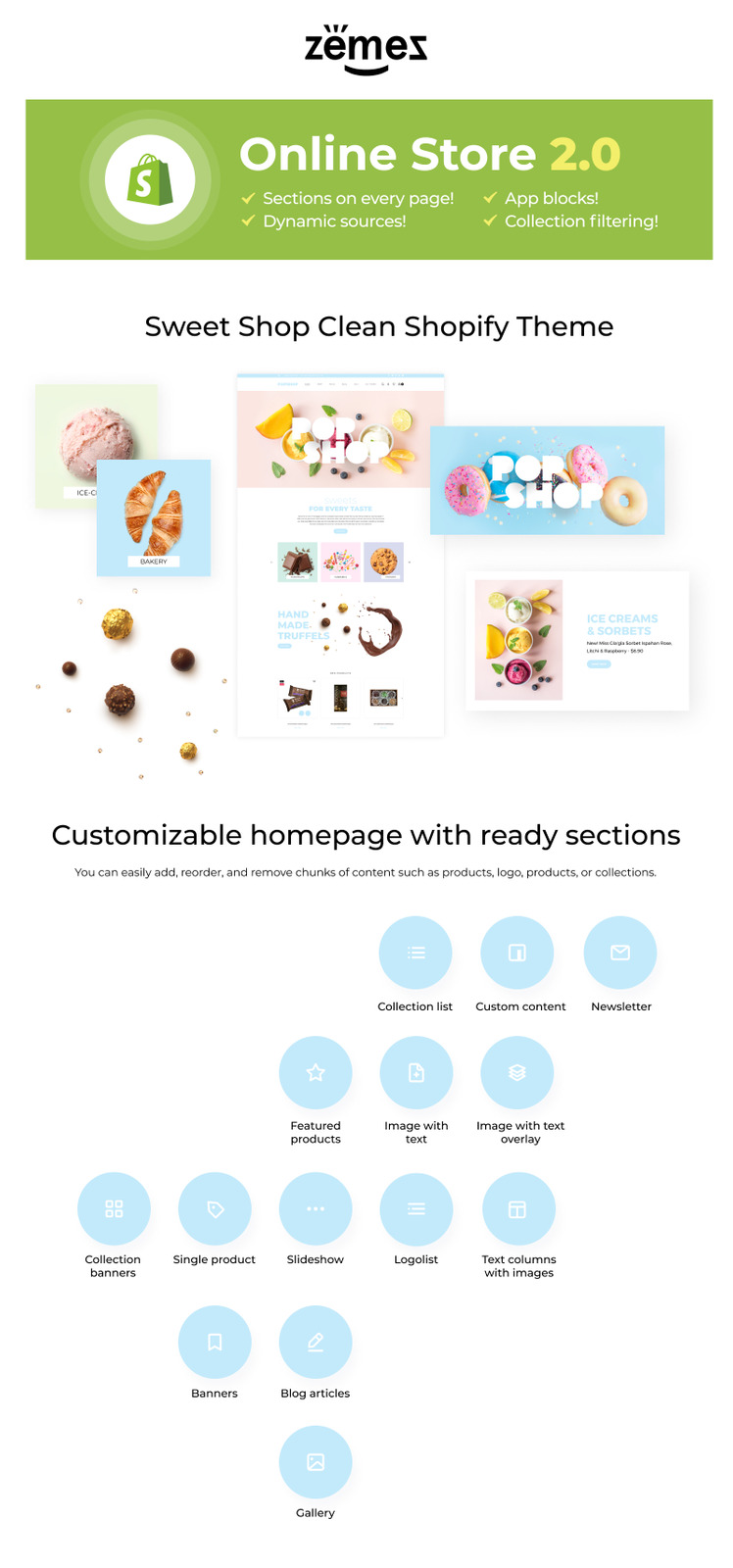 Popshop Sweet Shop Clean Shopify Theme #80379-1