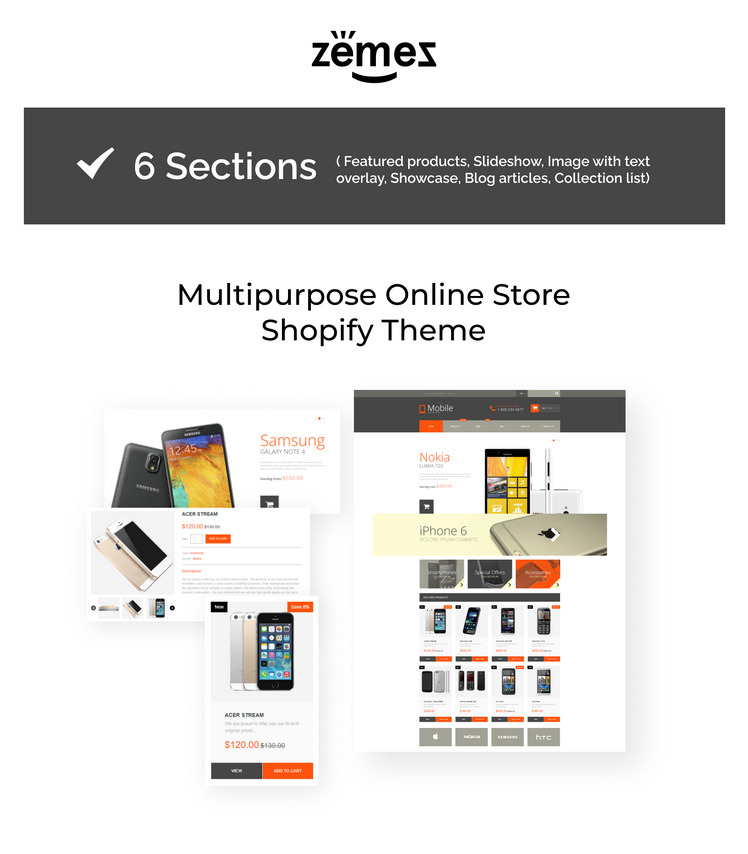 Mobile Phones eCommerce Shopify Theme #52932-1