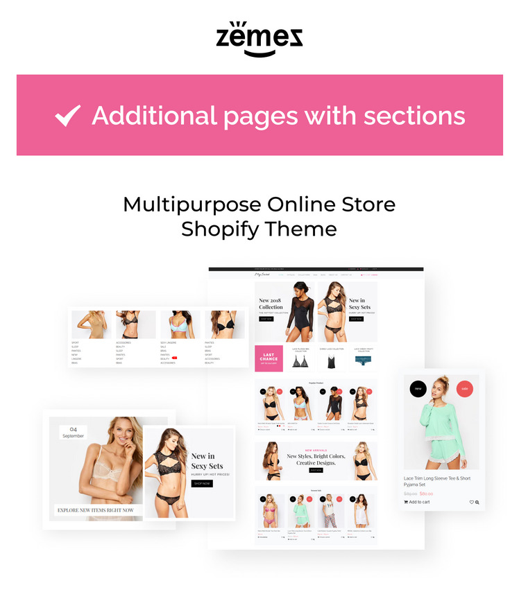 My Secret Lingerie Shop Shopify Theme #72013-1
