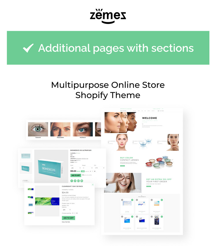 Contact Lenses Store Optometrist s Clean Shopify Theme #79097-1