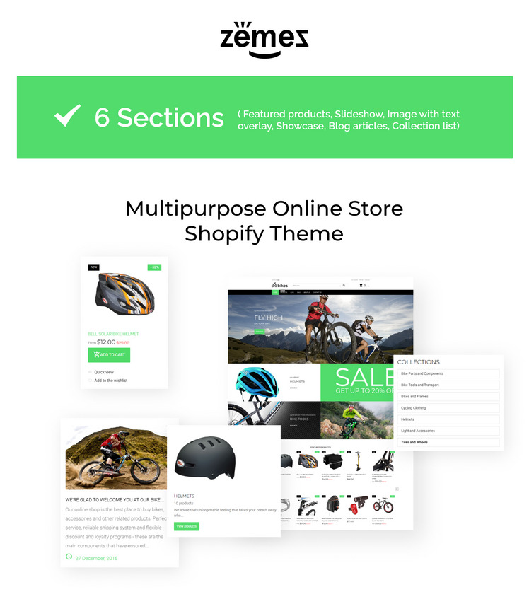 Cycling Responsive eCommerce Shopify Theme #62167-1