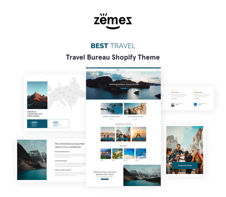 Travel Bureau eCommerce Shopify Online Store Theme #52936-1