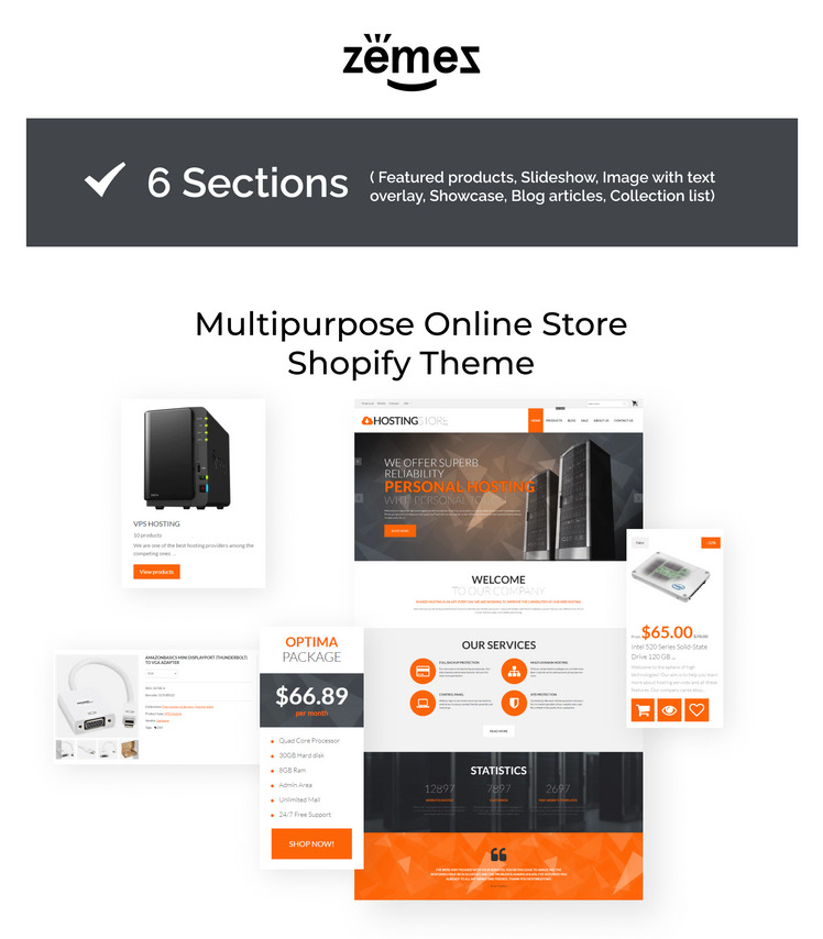 Hosting Store Hosting Software Shopify Theme #62056-1