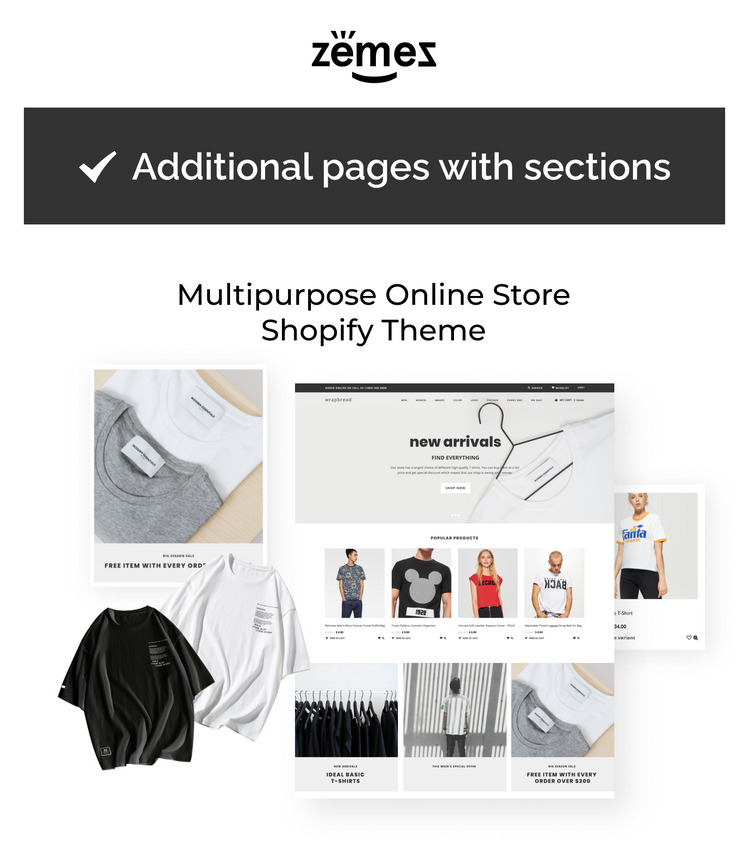 Wrapbread Fashion Multipage Clean Shopify Theme #76559-1