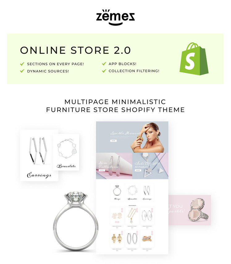 Newelise Jewelry Elegant Minimalistic Shopify Theme #76258-1
