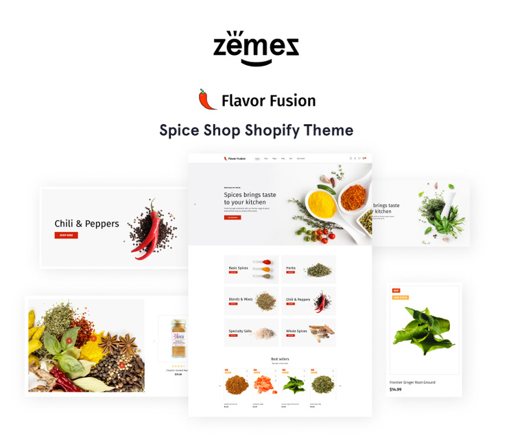 Flavor Fusion Responsive Spice Shop Online Store Shopify Theme #55213-1