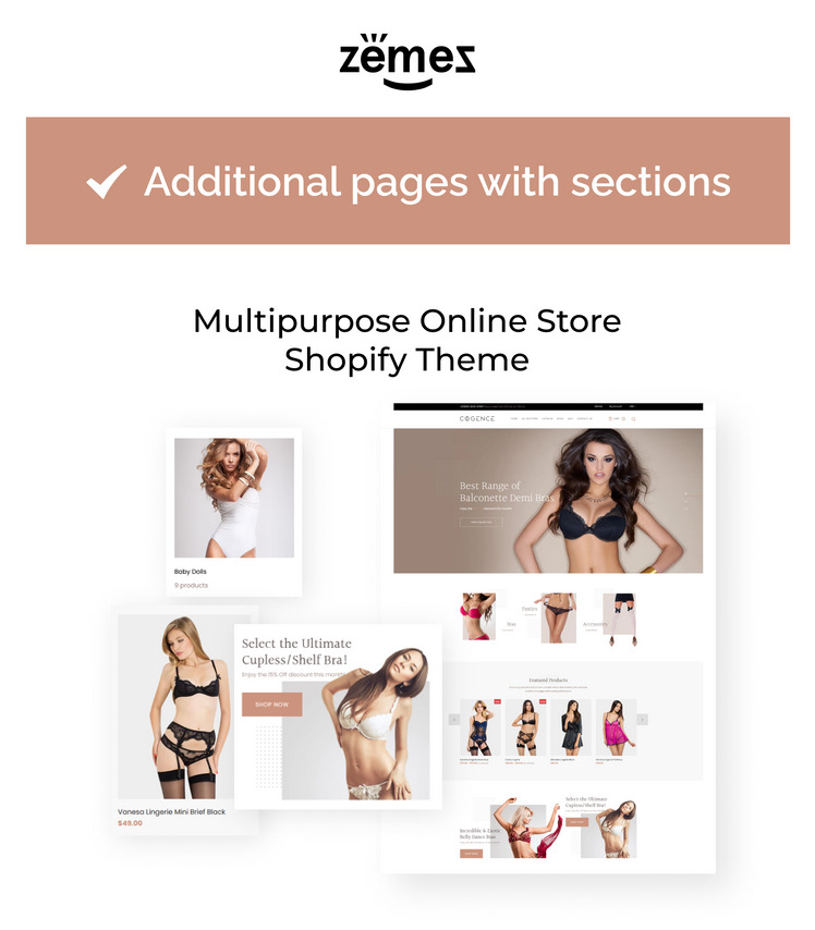Lingerie eCommerce Responsive Shopify Theme #65125-1