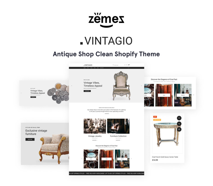 Vintagio Antique Shop Clean Online Store Shopify Theme #79860-1