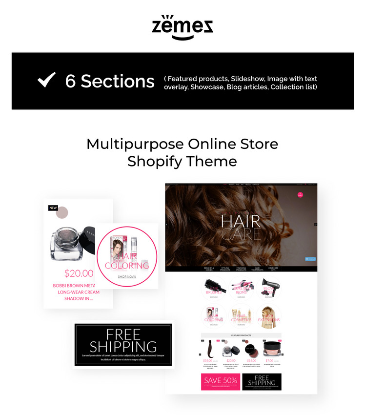 Cosmetics Store Shopify Theme for Beauty Salon #53785-1