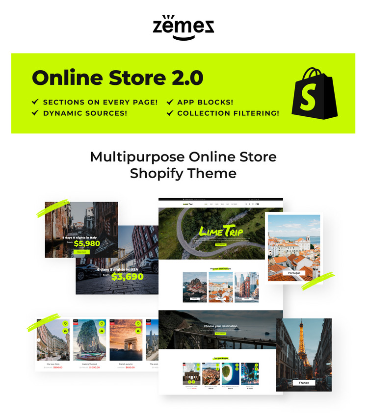 Shopify Tour Booking Theme with Advanced Website Builder Shopify Theme #92708-1