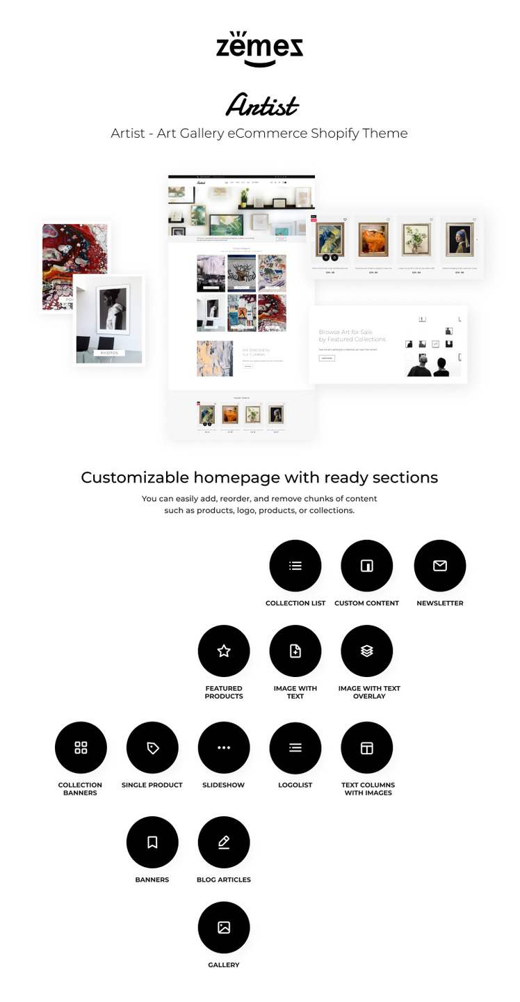 Artist Art Gallery eCommerce Shopify Theme #79524-1