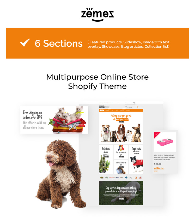 Animals and Pets Care eCommerce Shopify Theme #57997-1