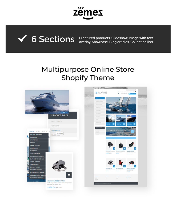 Responsive Yachting Shopify Theme #49501-1