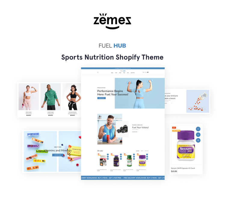 Fuel Hub Sports Nutrition Shopify Online Store Theme #74859-1