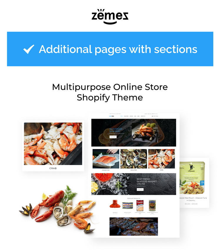 Big Fish Seafood Restaurant Bright Shopify Theme #77718-1