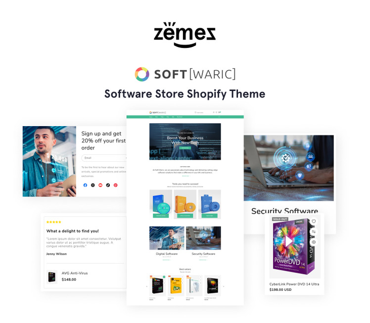 Soft Waric Software Online Store Responsive Shopify Theme #61210-1