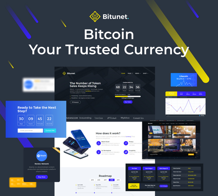 Bitunet - Cryptocurrency WordPress Elementor Theme WordPress Theme #64787