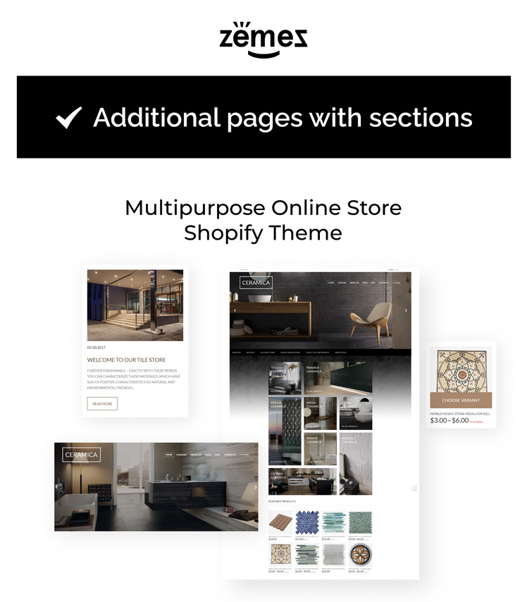 Ceramica Tile Stone Responsive eCommerce Shopify Theme #64027-1