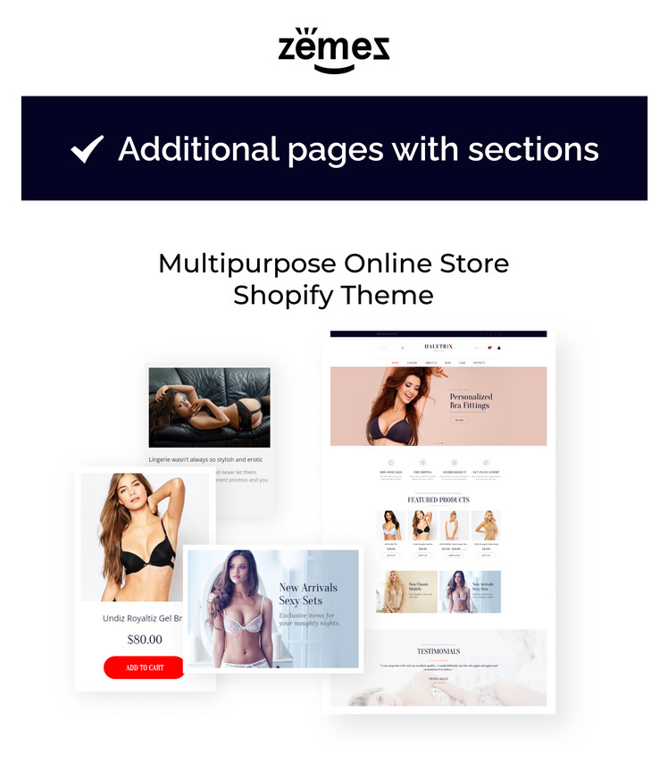 Lingerie Responsive eCommerce Shopify Theme #63529-1
