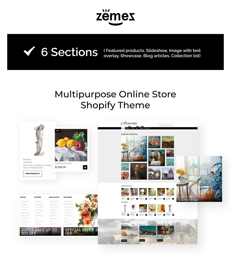 Artworks Art Responsive Shopify Theme #54787-1