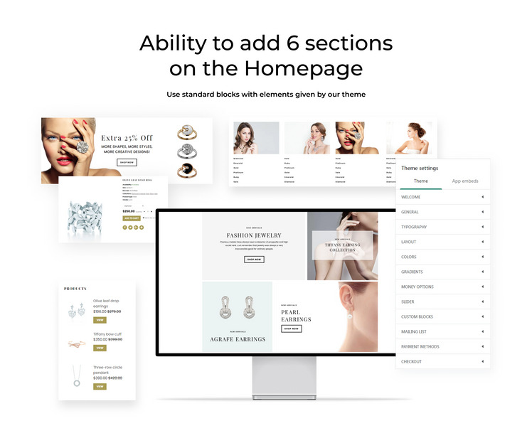 Shine Sparkle Jewelry Store Clean Shopify Theme #75670-2