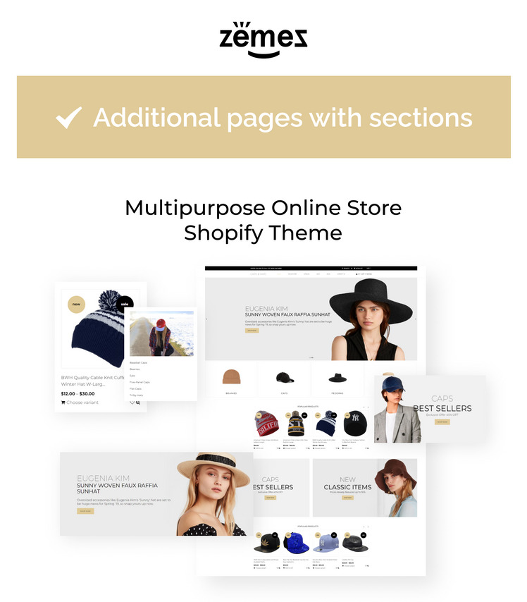 Caps and Hats Fashion Multipage Elegant Shopify Theme #77542-1
