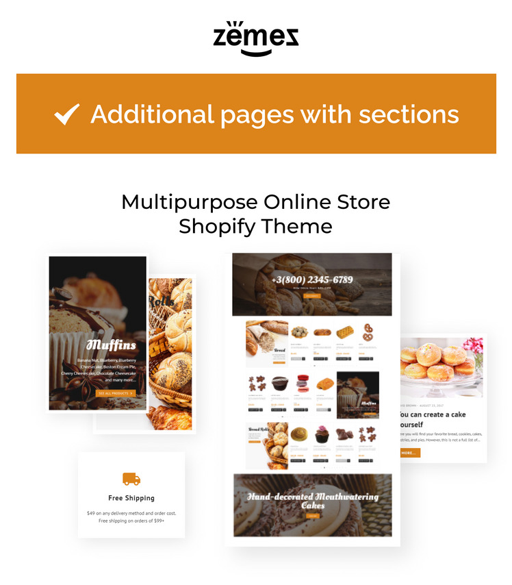 Bakery Responsive Online Store Shopify Theme #64056-1