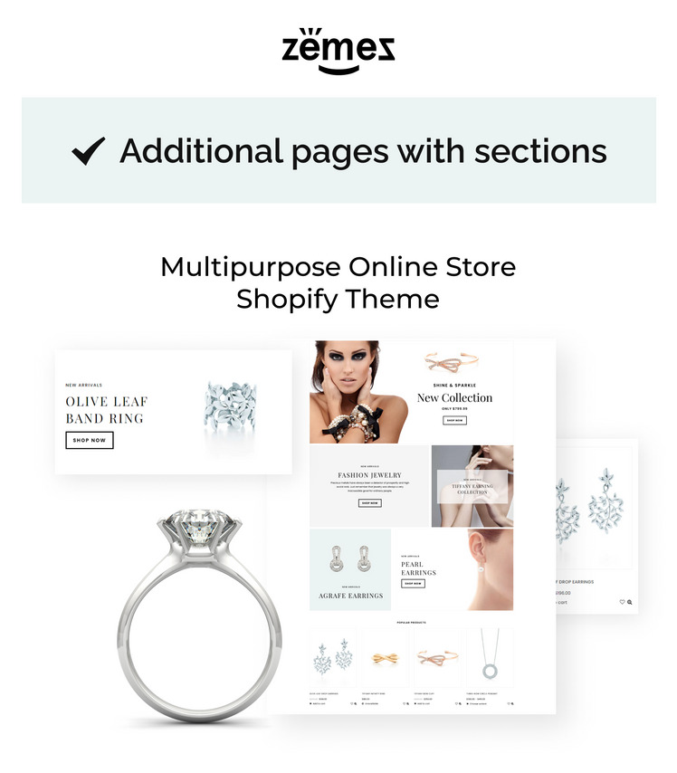 Shine Sparkle Jewelry Store Clean Shopify Theme #75670-1