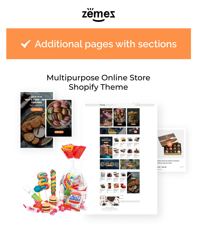 Ms Candy Delicicous Sweets Candies Online Store Shopify Theme #67574-1