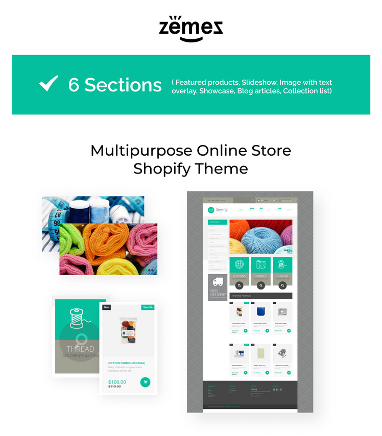 Sewing Supplies eCommerce Shopify Theme #52596-1