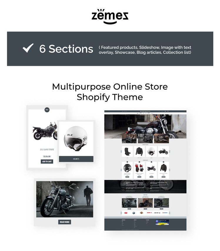 Motorcycle Store and Bikes eCommerce Shopify Theme #53768-1