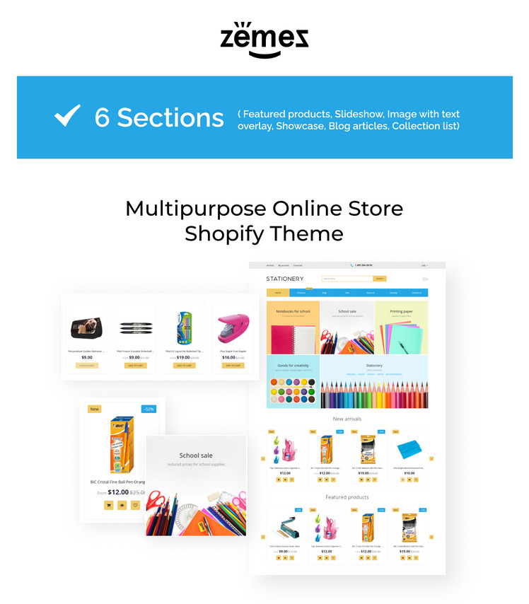 Stationery Stationery Store Responsive Shopify Theme #62078-1