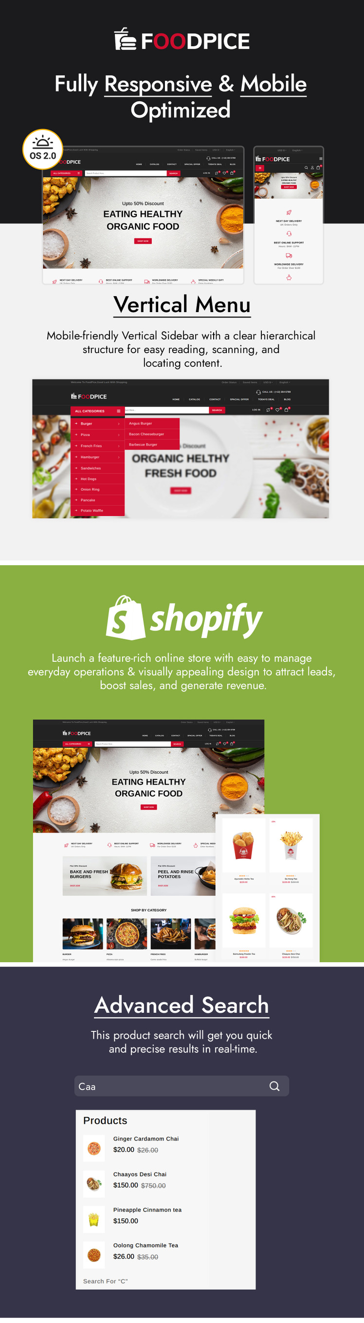 FoodPice Restaurant Store Shopify Theme #247532-1