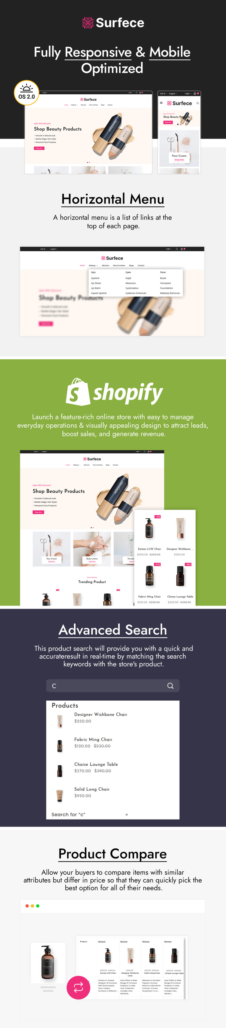 Surfece Beauty and Natural Cosmetics Store Shopify Theme #255626-1