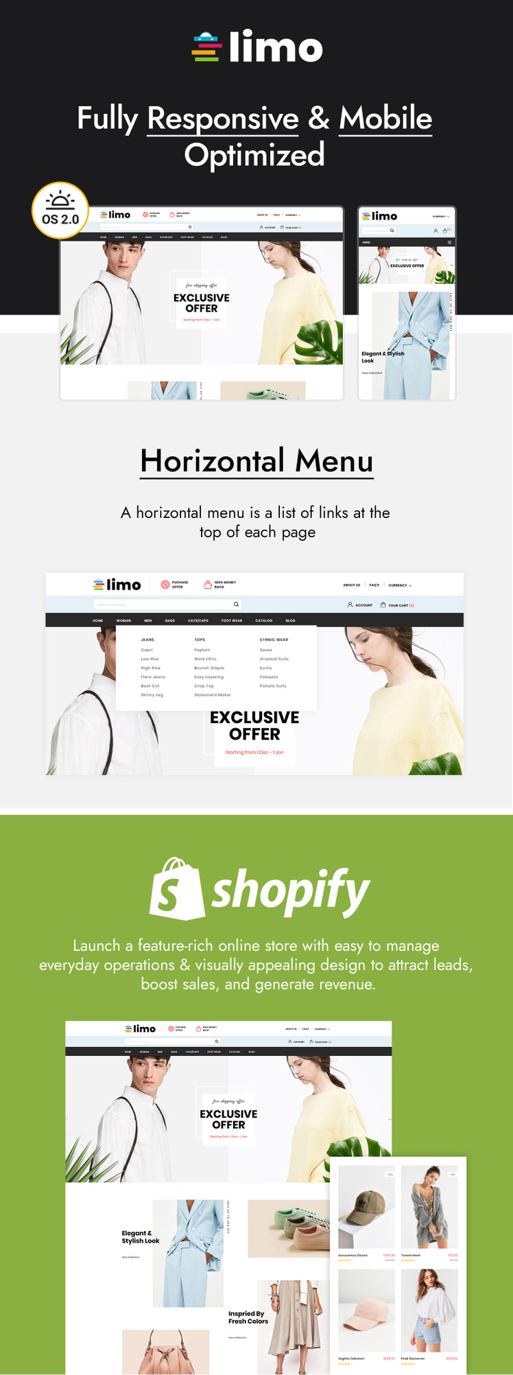 Limo Sectioned Multipurpose Store Shopify Theme #80416-1