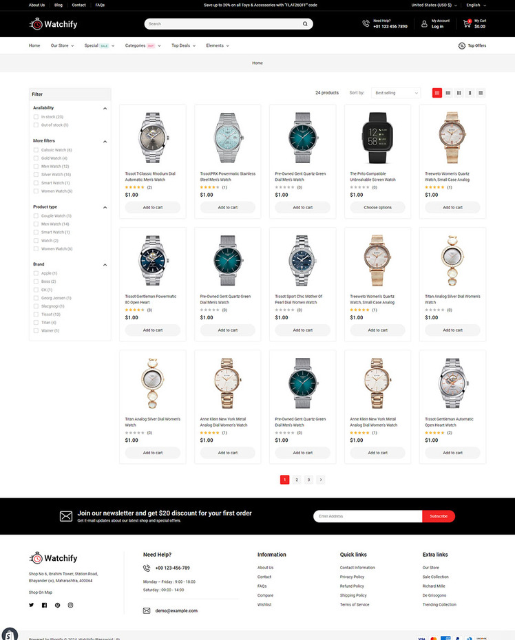 Watchify Watches and Jewelry Store Shopify Theme #413225