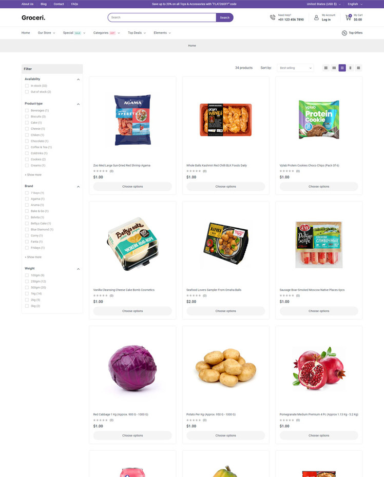 Groceri Grocery Fruits and Vegitables Responsive Shopify Theme #413226