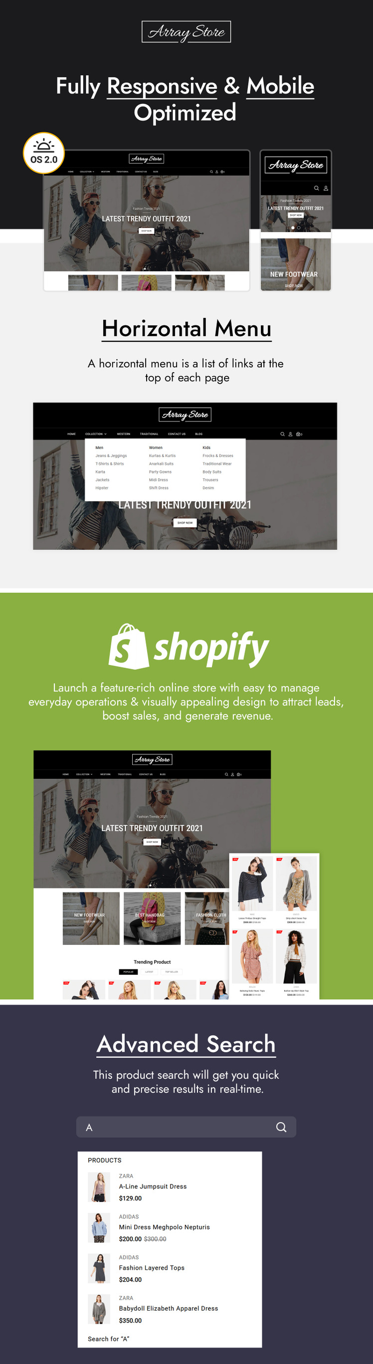 Array Fashion Store Shopify Theme #209878-1