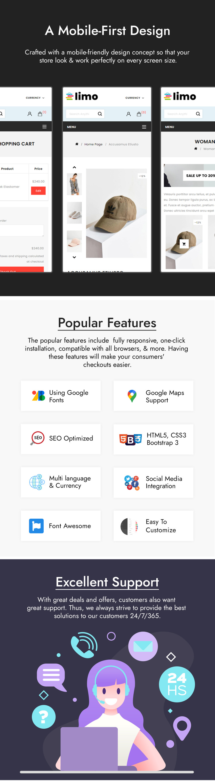Limo Sectioned Multipurpose Store Shopify Theme #80416-3