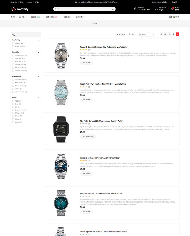 Watchify Watches and Jewelry Store Shopify Theme #413225