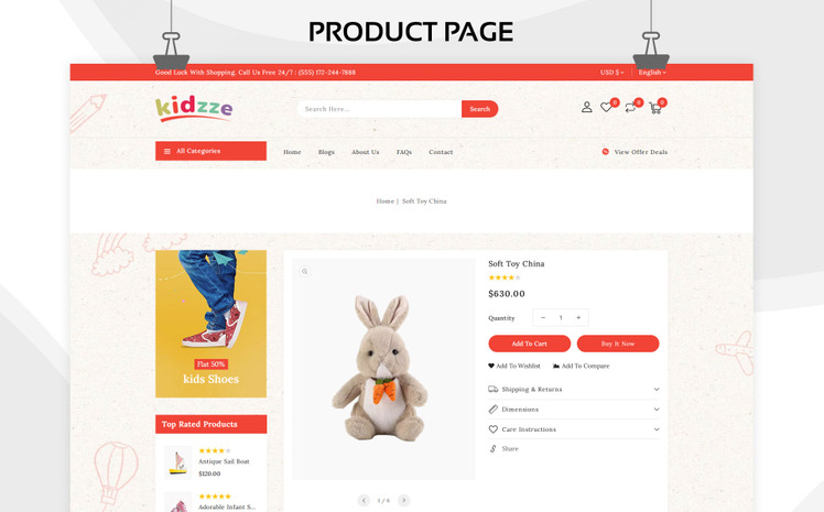 Kidzze Kids Clothing Toys Store Shopify Theme #243961
