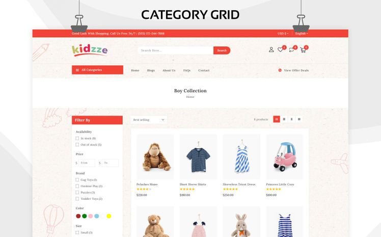 Kidzze Kids Clothing Toys Store Shopify Theme #243961