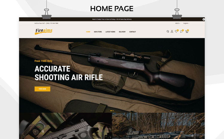 Fireaims Weapon Store and Shooting Club Shopify Theme #252353