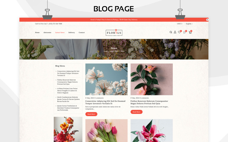 Florals Flower Shop and Florist Shopify Theme #248030