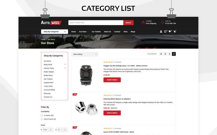 Autoweel Auto Parts Car Accessories Shopify Theme #243255