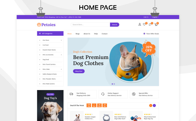 Petoies Pet Shop Pet Accessories Responsive Shopify Theme #264850