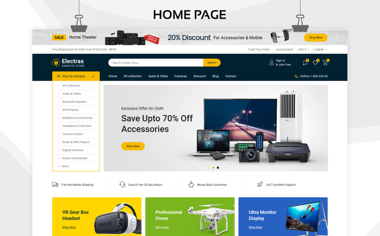 Electras Electronics Gadgets Ecommerce Shopify Theme #241353