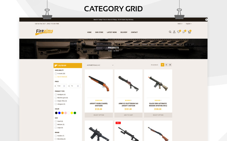 Fireaims Weapon Store and Shooting Club Shopify Theme #252353