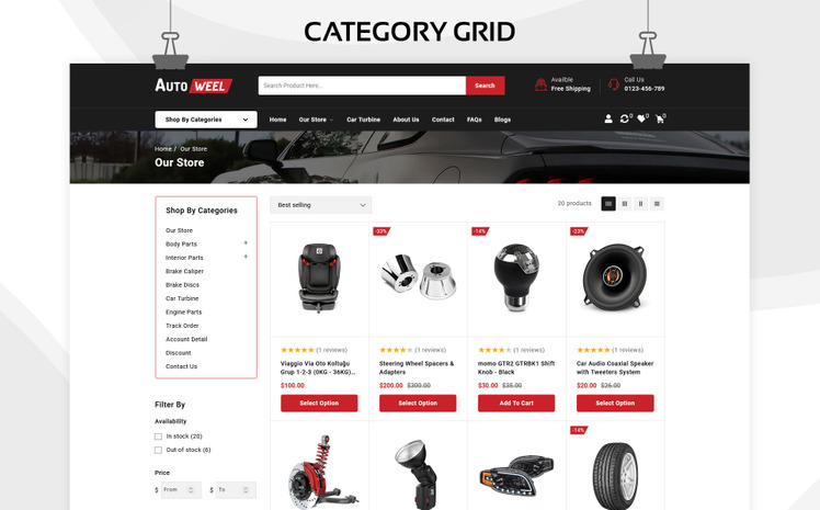 Autoweel Auto Parts Car Accessories Shopify Theme #243255